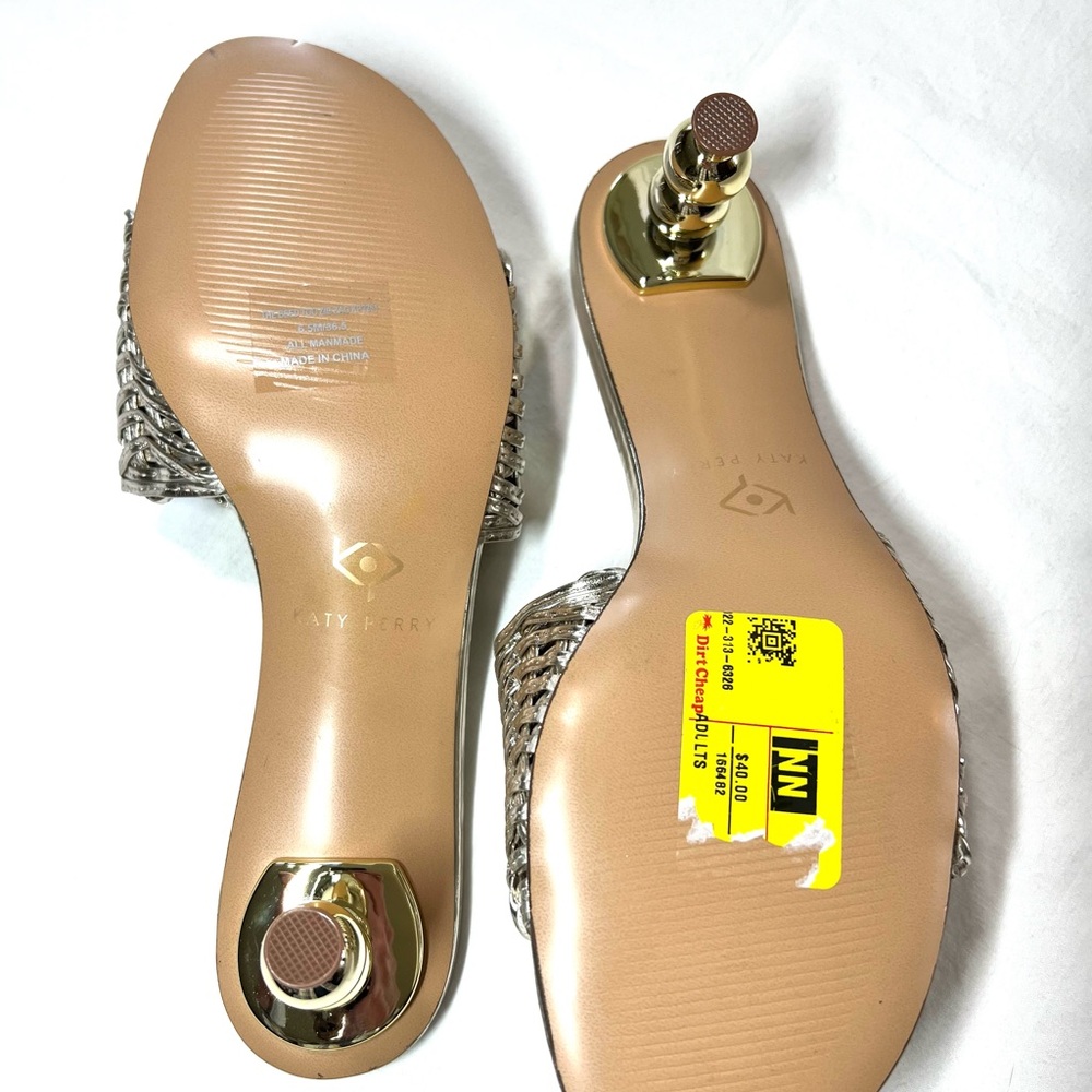 Katy Perry Gold Woven Women's Slide Sandals 6.5 - Picture 9 of 10